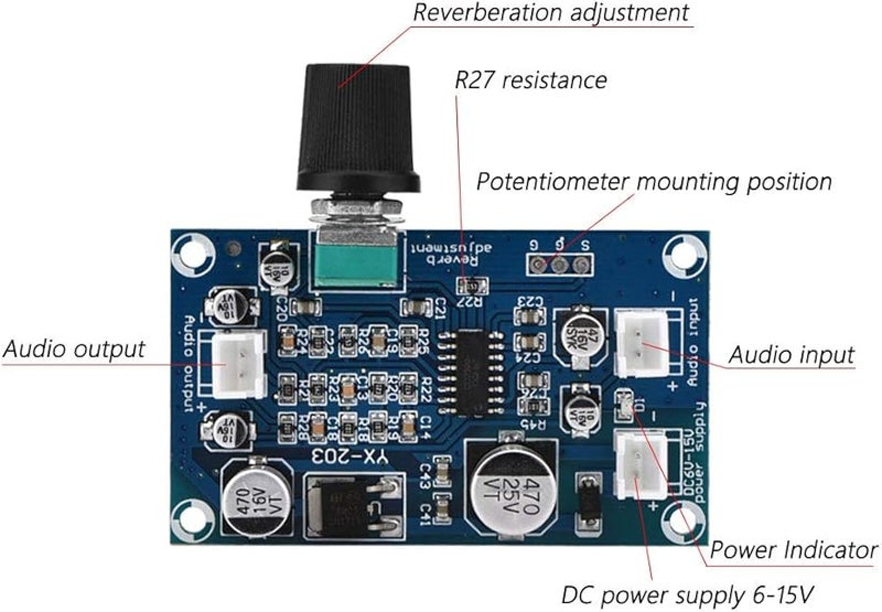 Single Channel Microphone Reverberation Board Powered By DC 6 to 15V - Image 5