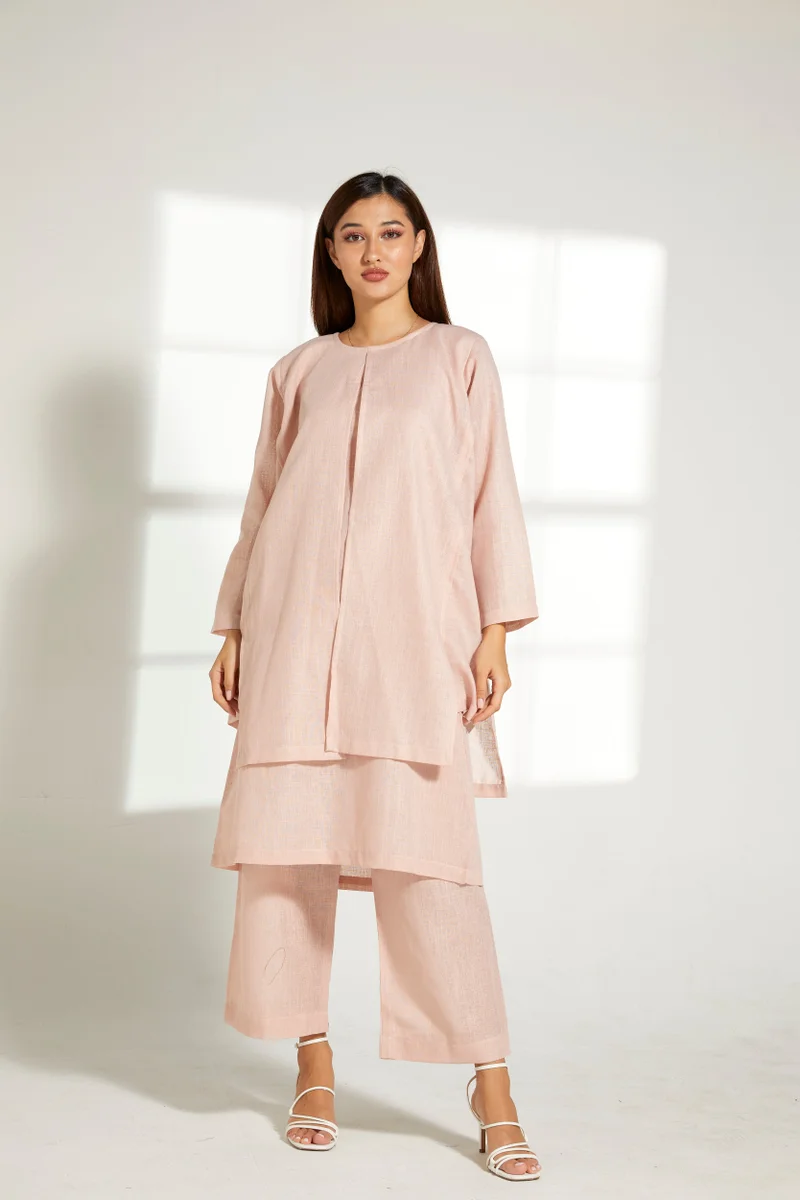 Moistreet Crew Neck Double Layered Top & Pants Set