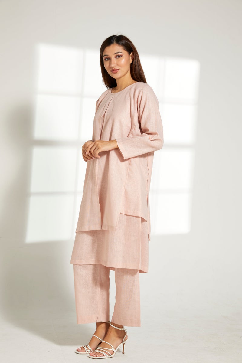 Moistreet Crew Neck Double Layered Top & Pants Set - Image 3