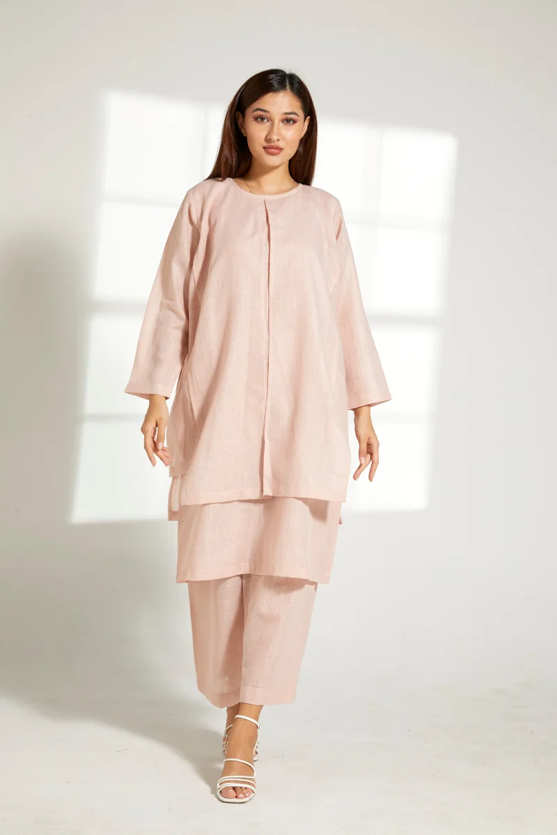 Moistreet Crew Neck Double Layered Top & Pants Set