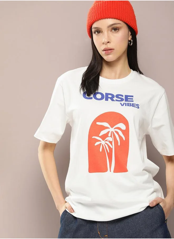 ديلينجر Oversized Corse Vibes Graphic Print T-Shirt