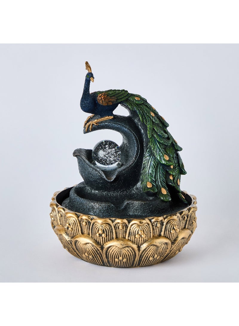 Home Box نافورة الطاووس بيلين مع كرة دوارة وإضاءة LED 20 × 26 × 20 سم - Image 4