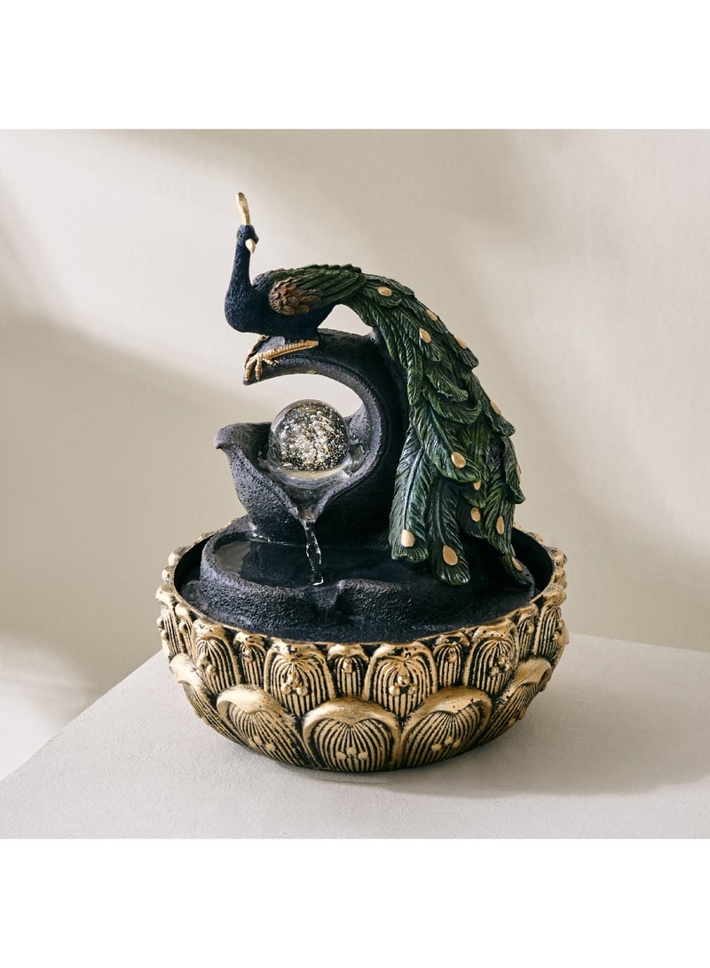 Home Box نافورة الطاووس بيلين مع كرة دوارة وإضاءة LED 20 × 26 × 20 سم - Image 2