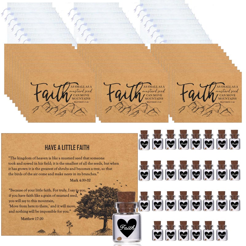 Qpige Bulk 30 Have a Little Faith Card Christian Gifts for Women, School Church Wedding Baptism Unique Christian Religious Inspirational Gifts for Women Men(Heart-30) - Image 1