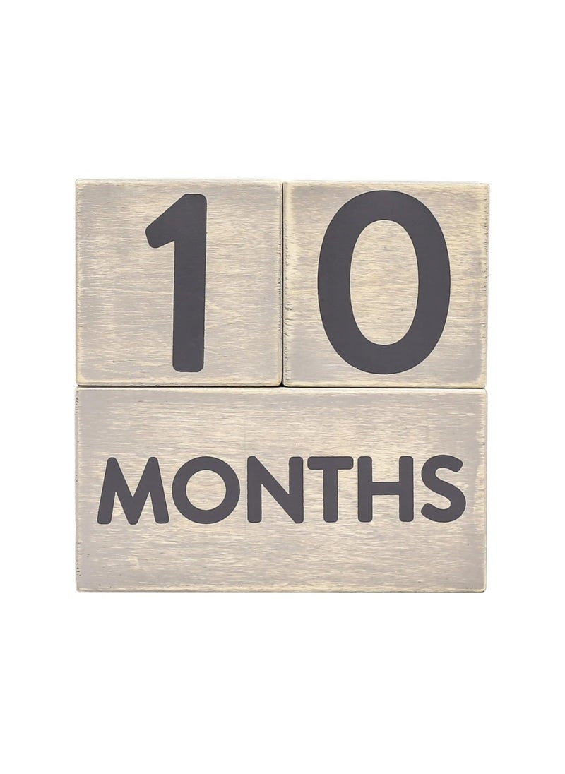 pearhead Pearhead Wooden Milestone Age Blocks GenderNeutral Baby Accessory for Photo Sharing Weekly Monthly Year and Grade Growth Markers Distressed Gray  - Image 1