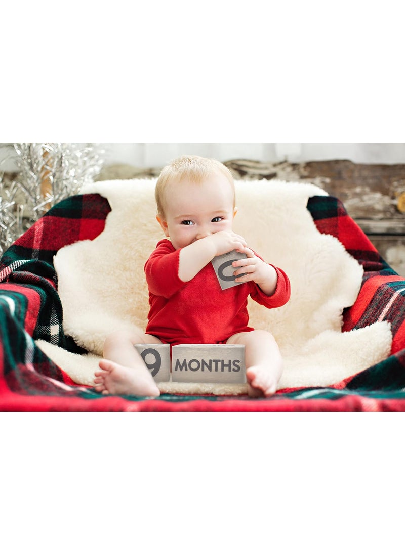 pearhead Pearhead Wooden Milestone Age Blocks GenderNeutral Baby Accessory for Photo Sharing Weekly Monthly Year and Grade Growth Markers Distressed Gray  - Image 4
