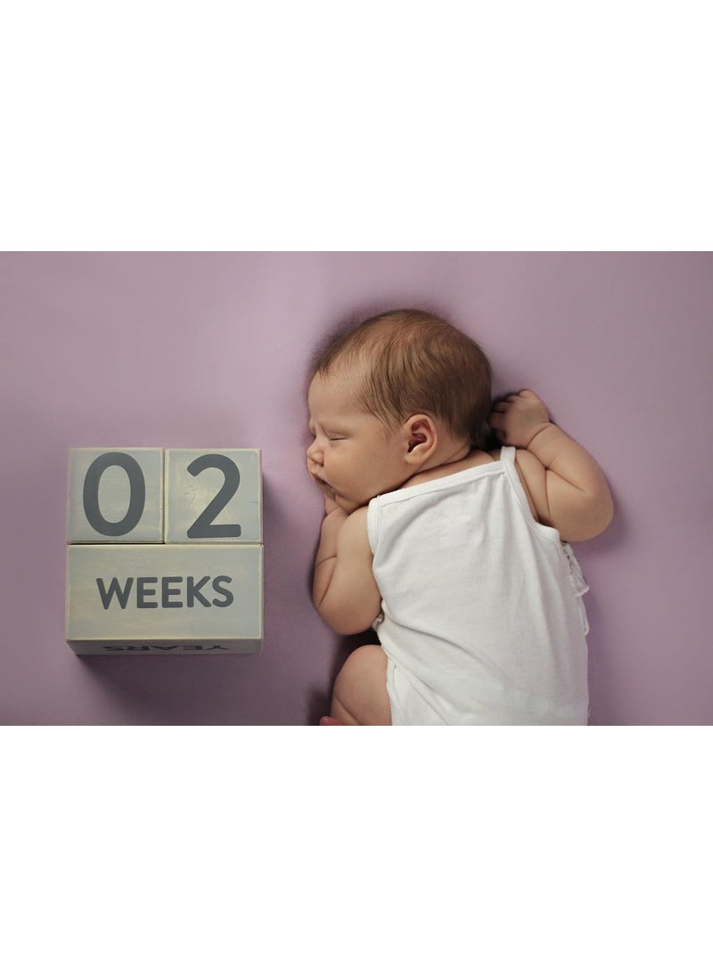 pearhead Pearhead Wooden Milestone Age Blocks GenderNeutral Baby Accessory for Photo Sharing Weekly Monthly Year and Grade Growth Markers Distressed Gray  - Image 2