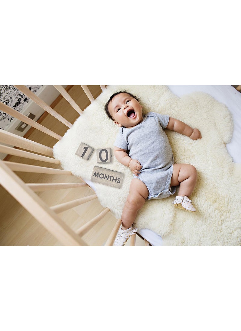 pearhead Pearhead Wooden Milestone Age Blocks GenderNeutral Baby Accessory for Photo Sharing Weekly Monthly Year and Grade Growth Markers Distressed Gray  - Image 3