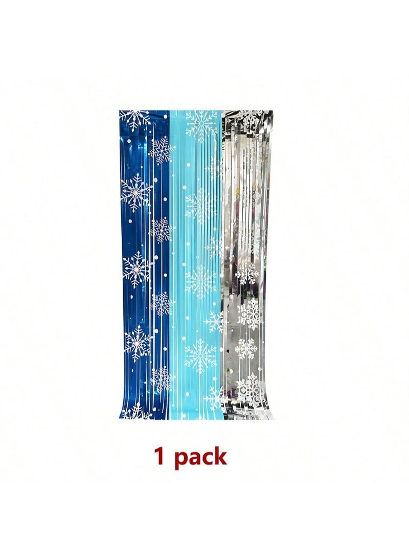 زينة حفلات عيد ميلاد ستارة فويل بشراشيب وتصميم ندفة ثلج قطعة واحدة، خلفية تخرج وحفله نجاح وزينة مناسبات واحتفالات شتوية - Image 2