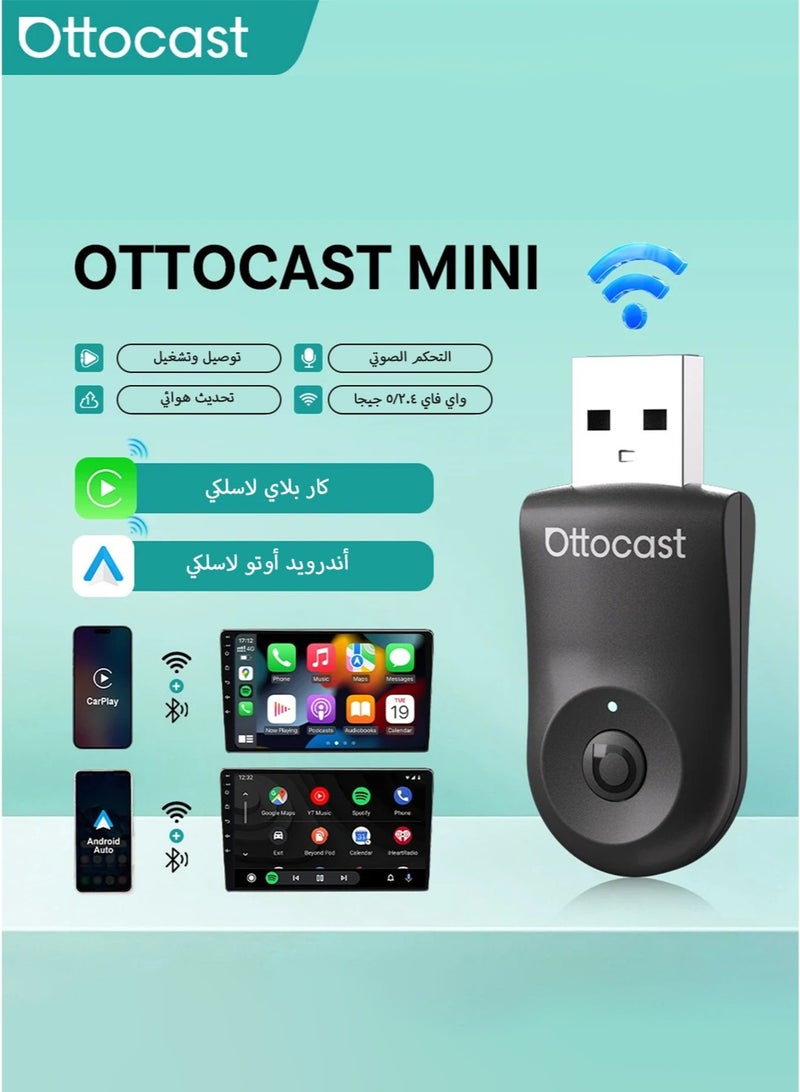 Ottocast Mini Wireless CarPlay Adapter for iPhone & Android Auto Adapter 2-in-1 Convert Wired to Wireless Apple Car Play, Plug & Play, USB-C, Low Latency - Image 1