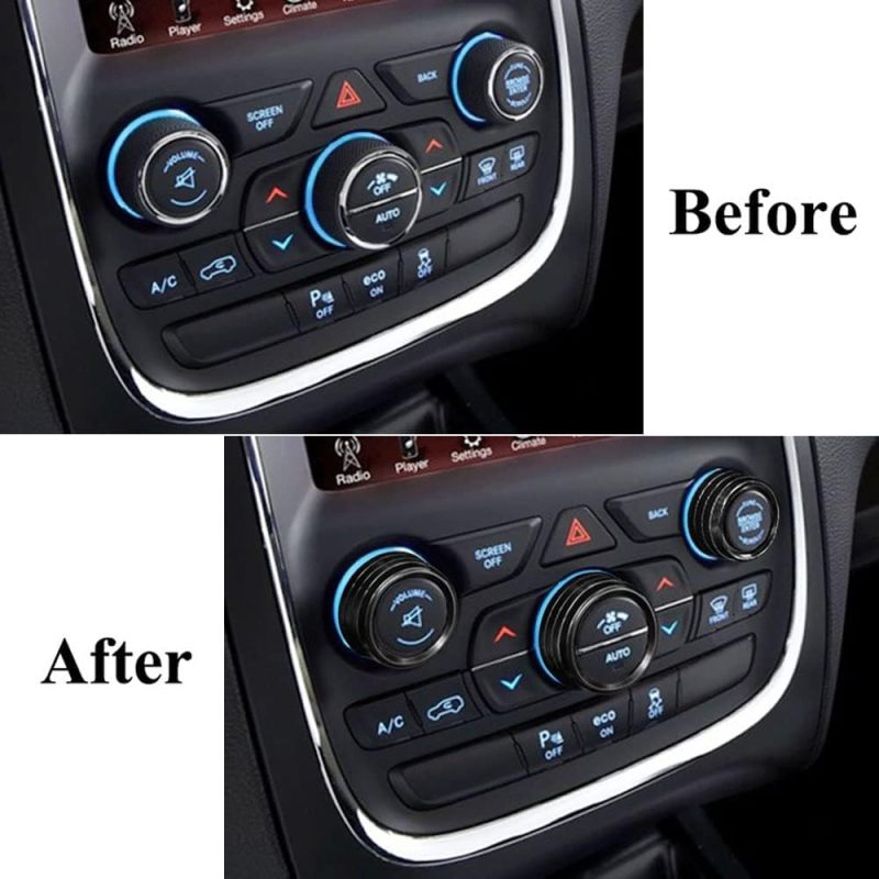 AC Air Conditioner Knob Button Cover: 3 Pieces Black Aluminum Alloy Anti Slip Durable - Fit For Dodge Durango 2014-2020 Jeep Cherokee Grand Cherokee 2014-2021 Challenger Charger Journey Chrysler 200 - Image 3