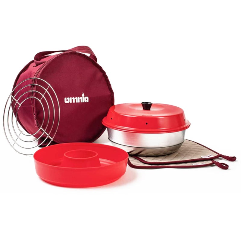 OMNIA Omnia Kit 1 Set of 5 Products  Camp Oven Silicone Mold Potholders Baking Grid and Storage Bag  Ultimate Starter Kit for Omnia Recreational Oven 