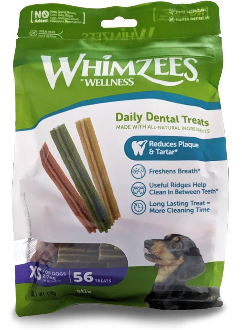 Whimzees Stix Natural Dental Dog Treats Grain Free XS 48+8pcs - Image 1