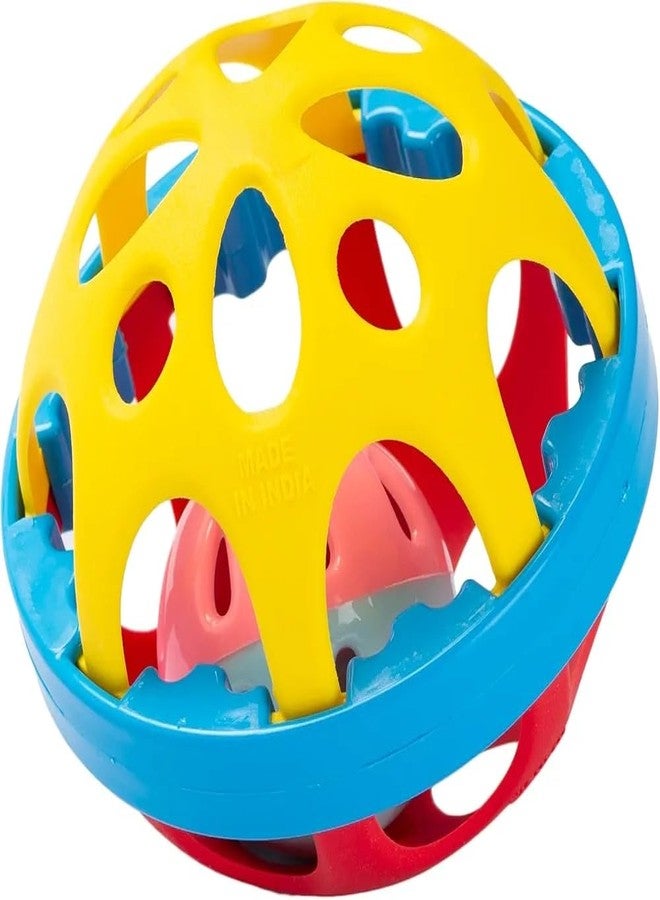 Manos Baby Rattle Ball, Colorful Sensory Development Toy with Inner Bell, Multi-Color Soft Ball Rattle Toy Pack of 1 - Image 1