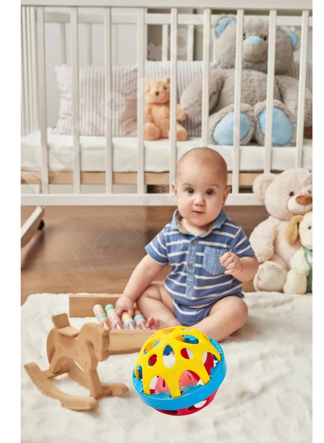 Manos Baby Rattle Ball, Colorful Sensory Development Toy with Inner Bell, Multi-Color Soft Ball Rattle Toy Pack of 1 - Image 5
