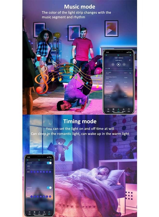 آد فيت أضواء شريطية LED ذكية مع جهاز تحكم عن بعد للتطبيق، RGB لغرفة النوم، غرفة المعيشة، ديكور المنزل، تغيير لون مزامنة الموسيقى لحفلة الغرفة 10 متر. - Image 4