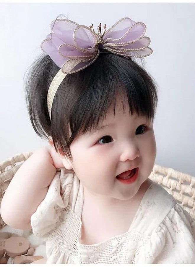 زيوري طوق رأس مزين بفيونكة ودانتيل غوتا من زيوري - لون موف (6-12 شهرًا) - Image 2