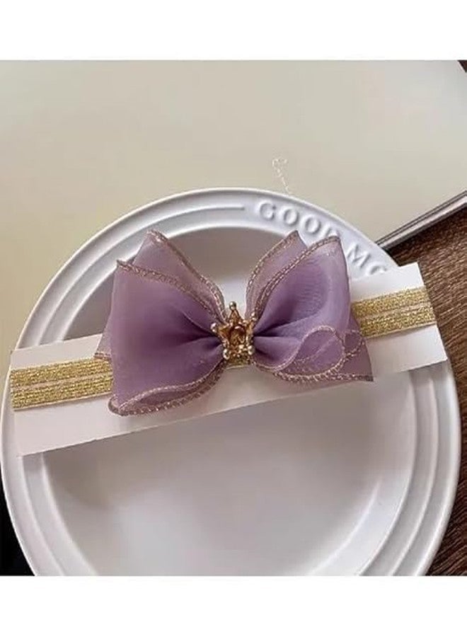زيوري طوق رأس مزين بفيونكة ودانتيل غوتا من زيوري - لون موف (6-12 شهرًا) - Image 1
