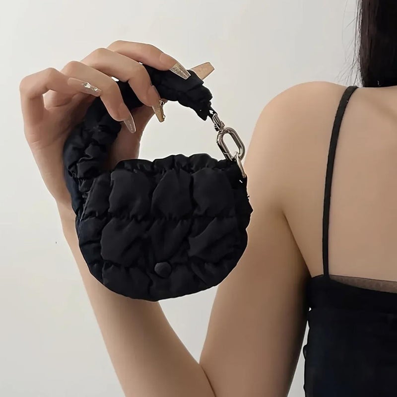 Black Wristlet Clutch Bag with Zipper Closure Card Storage Hand Strap Evening Pouch - Image 3