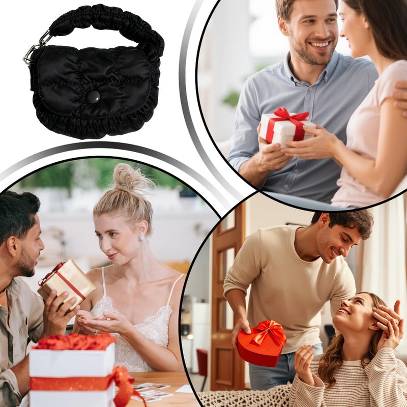 Black Wristlet Clutch Bag with Zipper Closure Card Storage Hand Strap Evening Pouch - Image 5