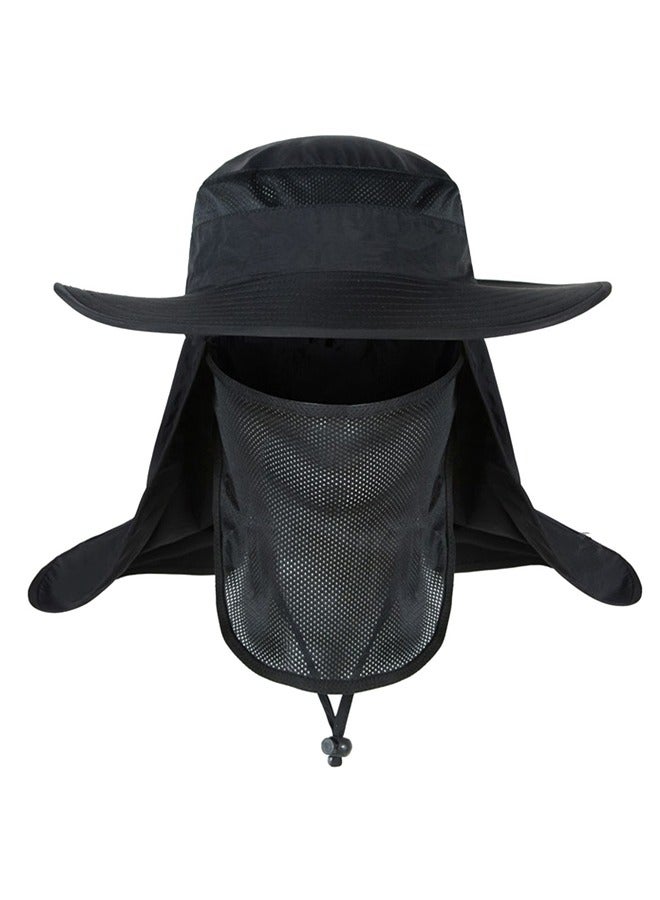 Muyixin Bucket Hat Fishing Outdoor Sun Hat UPF50+ Mesh Wide Brim with FaceNeck Flap - Black - Image 1