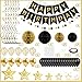 ZERODECO Black Gold Birthday Decorations Easy to Assemble Happy Birthday Banner with Honeycomb Ball Balloon Hanging Swirl Streamer Garland Party Decorations for Women Men - Image 4
