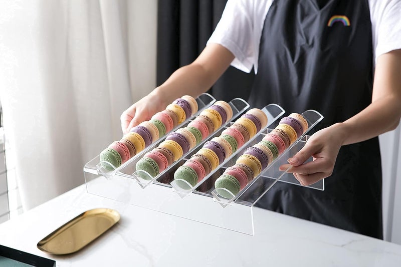 Ayatis Choco Acrylic Macaron Display Stand, 4-Slot Cookie Tray, Clear - Image 3
