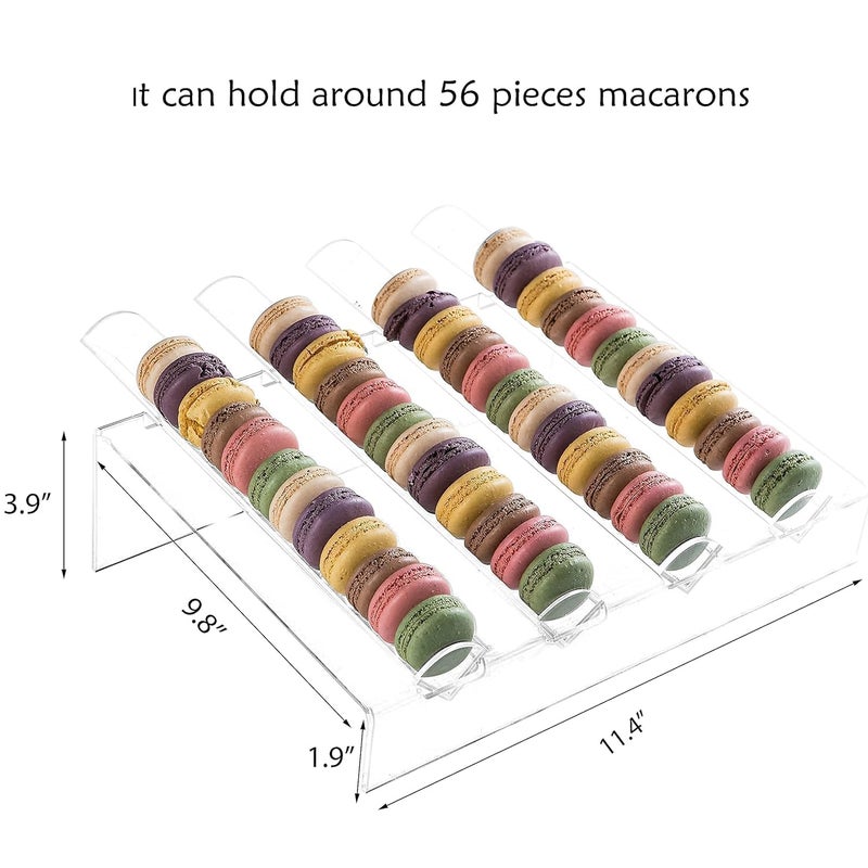 Ayatis Choco Acrylic Macaron Display Stand, 4-Slot Cookie Tray, Clear - Image 2