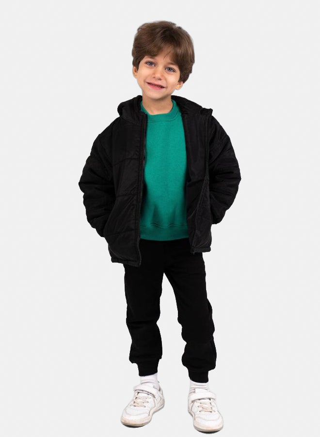 اوركيدز جاكيت مقاوم للماء للاطفال مع قبعة – أسود - Image 2