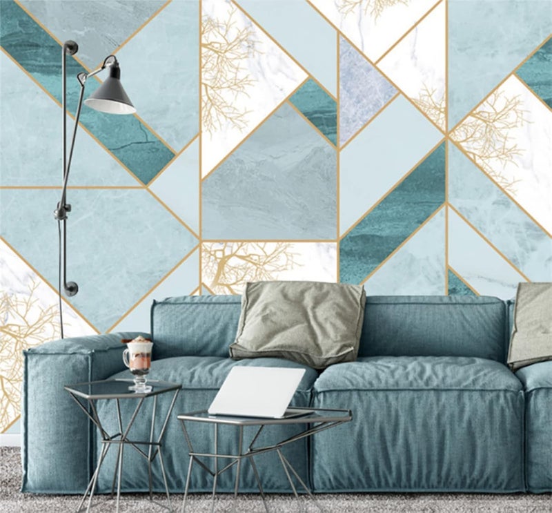 Heinriched 45 x 1000 Cm Blue Geometric Design Wallpaper for Walls Self-Adhesive Stciker for Bedroom Living Room, Kitchen Peel and Stick Decorative Sticker (10 Meters-Approx-48-sqft) - Image 1