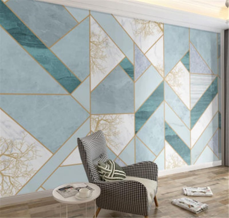 Heinriched 45 x 1000 Cm Blue Geometric Design Wallpaper for Walls Self-Adhesive Stciker for Bedroom Living Room, Kitchen Peel and Stick Decorative Sticker (10 Meters-Approx-48-sqft) - Image 3
