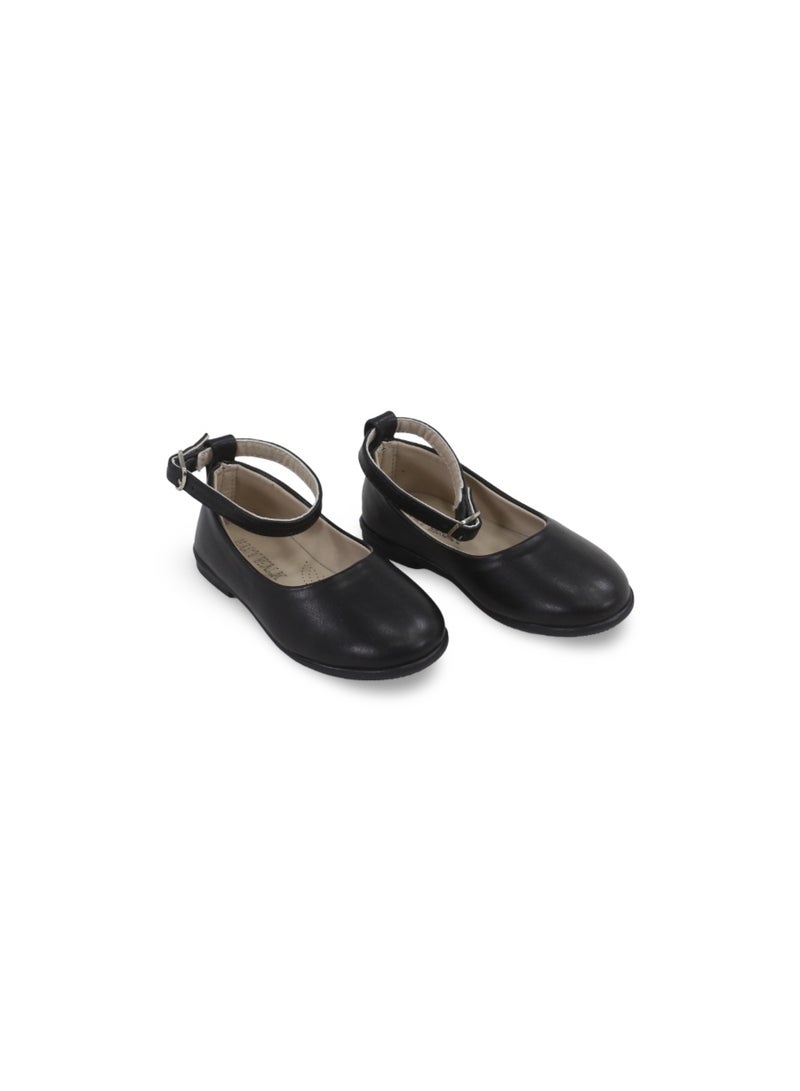 EASY Baby Girls Leather Ballerina – Matte Black - Image 3