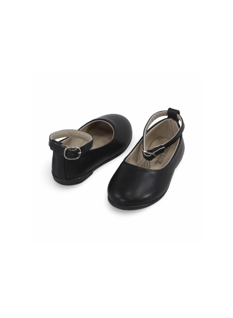 EASY Baby Girls Leather Ballerina – Matte Black - Image 2
