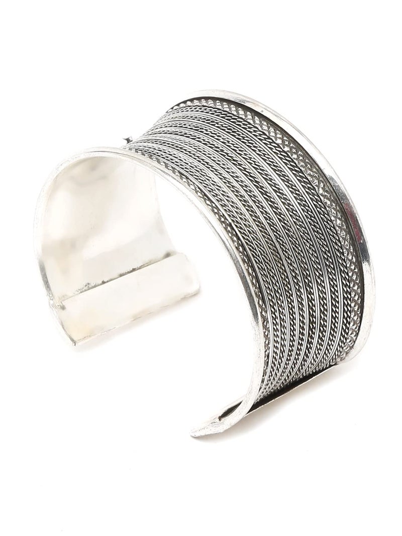 YouBella Jewellery Oxidised Silver Cuff Bracelet Bangle for Girls and Women (Style 2) - Image 5