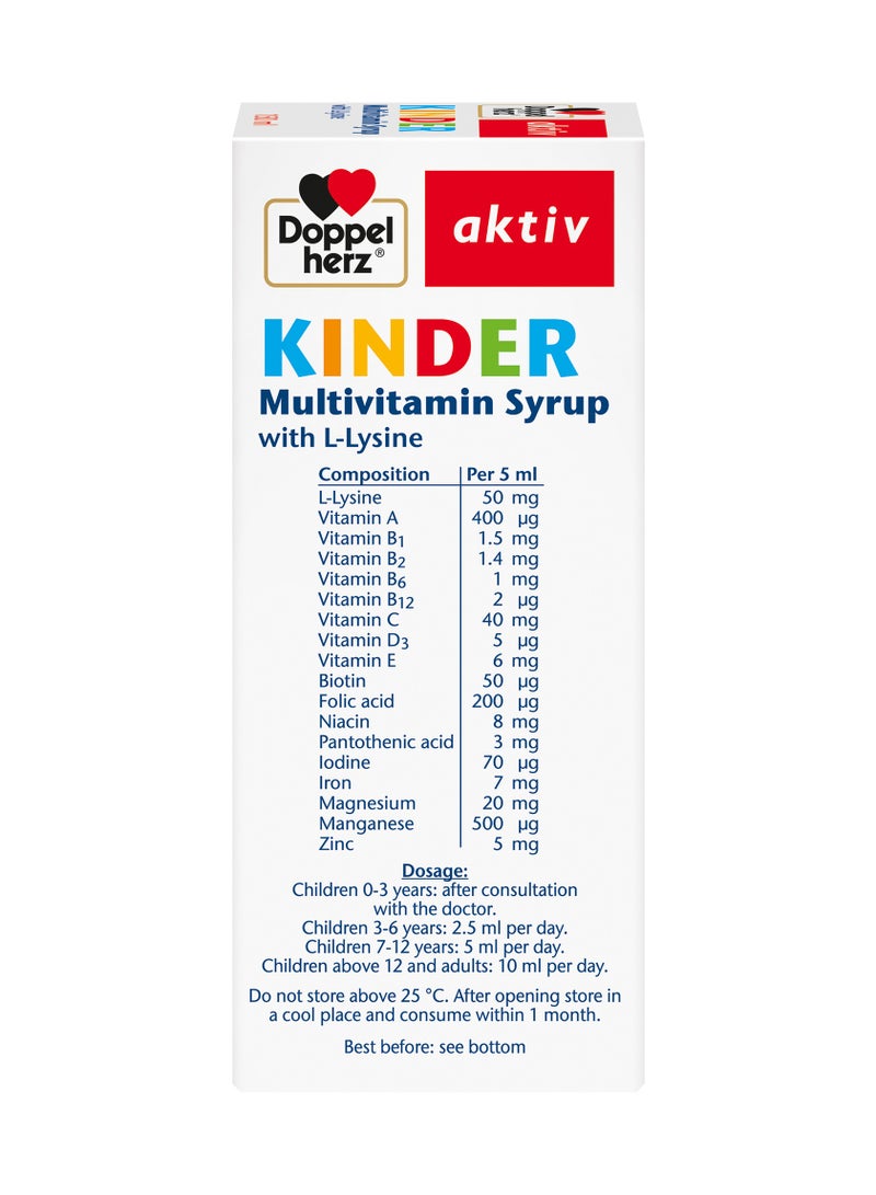 Doppelherz Kinder Multivitamin Syrup With L-Lysine 150ml - Image 2