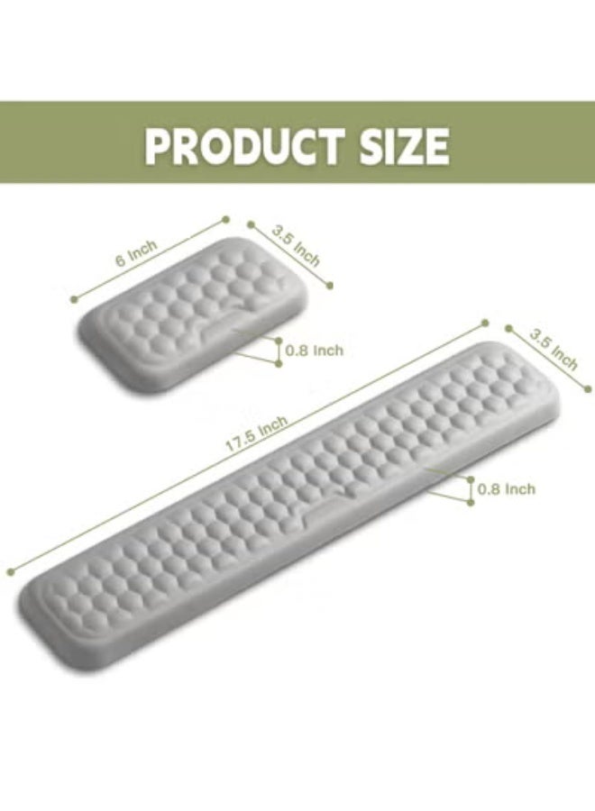 Wrist Rest for Keyboard and Mouse, Mouse Wrist Support Pad Combo with Massage Design, Memory Foam Non-Slip Wrist Rest PU Base Set for Pain Relief Desk Office Laptop Gaming, Gray - Image 3