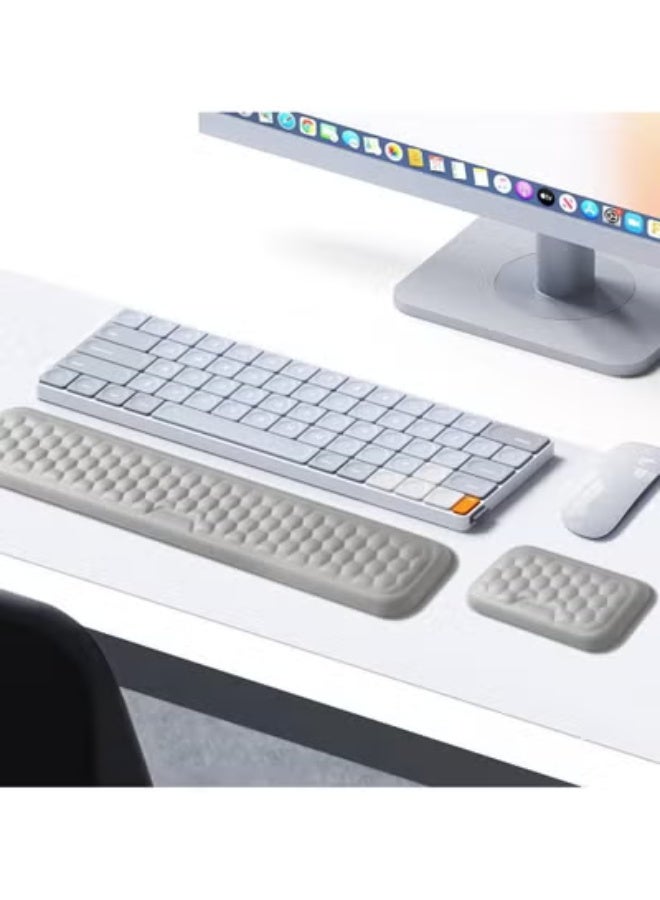Wrist Rest for Keyboard and Mouse, Mouse Wrist Support Pad Combo with Massage Design, Memory Foam Non-Slip Wrist Rest PU Base Set for Pain Relief Desk Office Laptop Gaming, Gray - Image 1