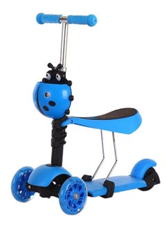 Generic 3 in 1 Wheels Flashing Scooter Ride Toy Blue  - Image 1