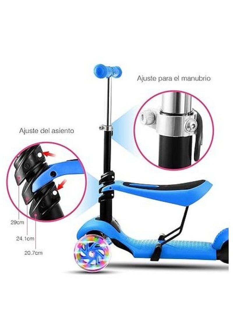 Generic - 3 in 1 Wheels Flashing Scooter Ride Toy Blue - Image 1