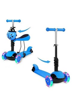 Generic 3 in 1 Wheels Flashing Scooter Ride Toy Blue  - Image 2