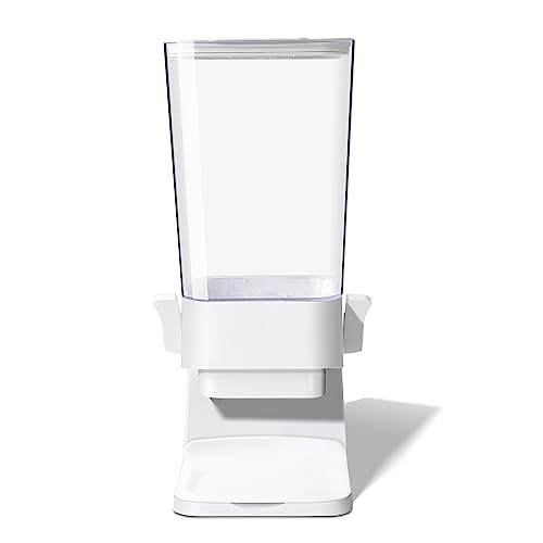 FHJP Cereal Dispenser Countertop 5L Cereal Containers Storage Dispenser for Pantry Large Dry Food Cereal Dispenser Not Easy to Crush Cereal Can Hold Oatmeal Candy Snack Grain Pet Food White 1Pc - Image 1