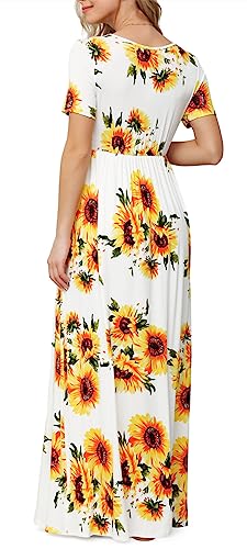 Xpenyo Women's Floral Maternity Dresses Summer Casual Short Sleeve V Neck Wrap Long Maxi Dress Pregnancy Clothes for Baby Shower, Photoshoot, Party, Daily, Nursing, Sunflower White S - Image 3