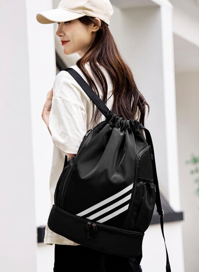 WAOKN Basketball Backpack, Drawstring Football Backpack With Ball And Shoe Compartments, Men/Women Gym Bag Lightweight Folding Travel Sports Simple Backpack Fitness Outdoor - Image 5