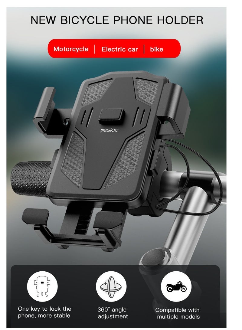 Yesido Bike Phone Holder, Motorcycle Phone Mount - Adjustable Motorbike Phone Holder for iPhone 15 14 13 12 Pro Max Mini, 11 Pro Max Xs 8 X 8P 7 6S, Samsung S10 S9, Huawei, 4.7-6.8 Devices - Image 4