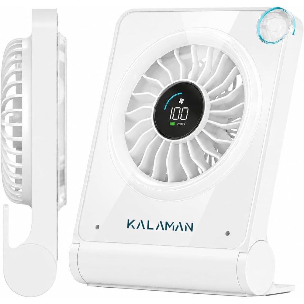 Portable Desk Fan 4000mAh Rechargeable Battery Turbo Airflow 100-Gear Speed Digital Display Adjustable Tilt Quiet Operation For Home Office Travel