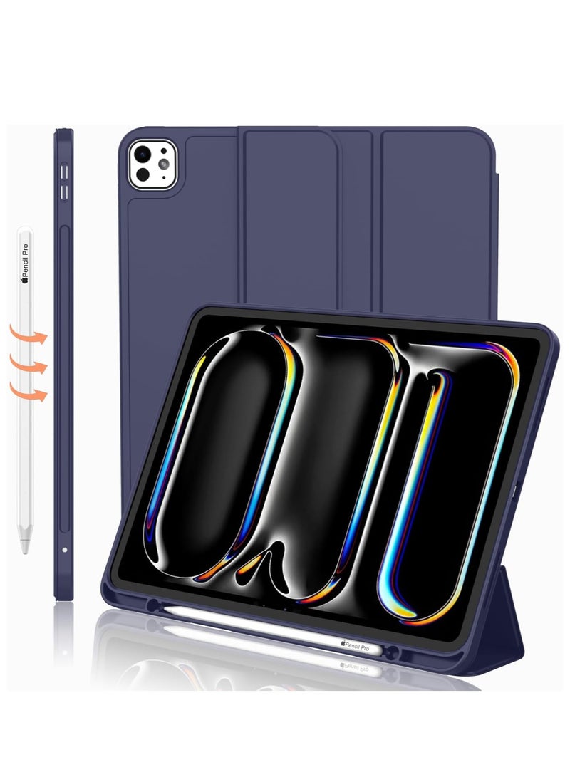 MIGOFAST iPad Pro 11 Inch Case M4 (2024 5th Generation) with Pencil Holder Trifold Stand Smart Case with Soft TPU Back, Auto Wake/Sleep - Image 1