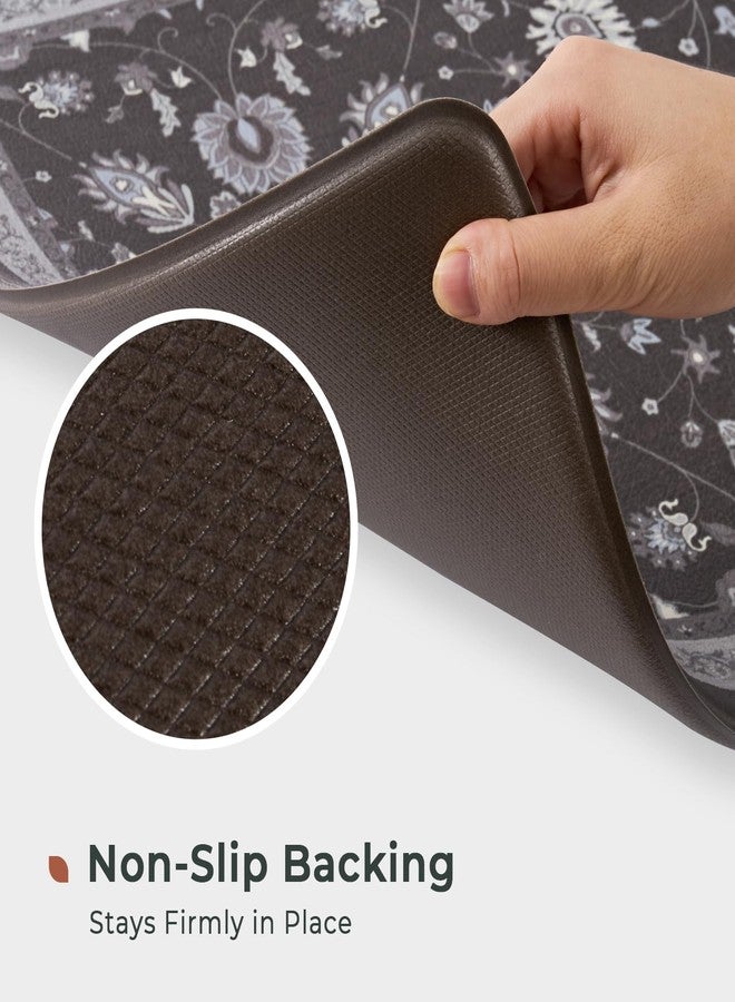 FRESHMINT Anti Fatigue Kitchen Mats for Floor 2 Piece Set, Waterproof & Non-Skid Vintage Floarl Kitchen Rugs, Cushioned Kitchen Mat for Standing Washable Comfort Desk Kitchen Runners, 17x30''+17x47'' - Image 5