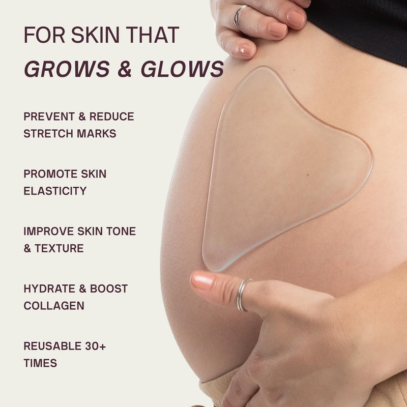 Dermaclara Silicone Patch Stretch Mark Kit - Pregnancy Stretch Mark Prevention, C Section Cover Up Belly Scar, Maternity Skincare, Silicone Gel Sheet, Reusable up to 30 Times - 2 Patches & 1 Cleanser - Image 2