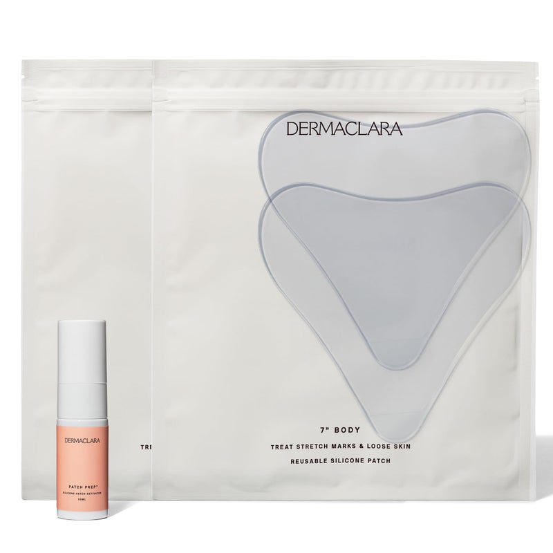 Dermaclara Silicone Patch Stretch Mark Kit - Pregnancy Stretch Mark Prevention, C Section Cover Up Belly Scar, Maternity Skincare, Silicone Gel Sheet, Reusable up to 30 Times - 2 Patches & 1 Cleanser - Image 1
