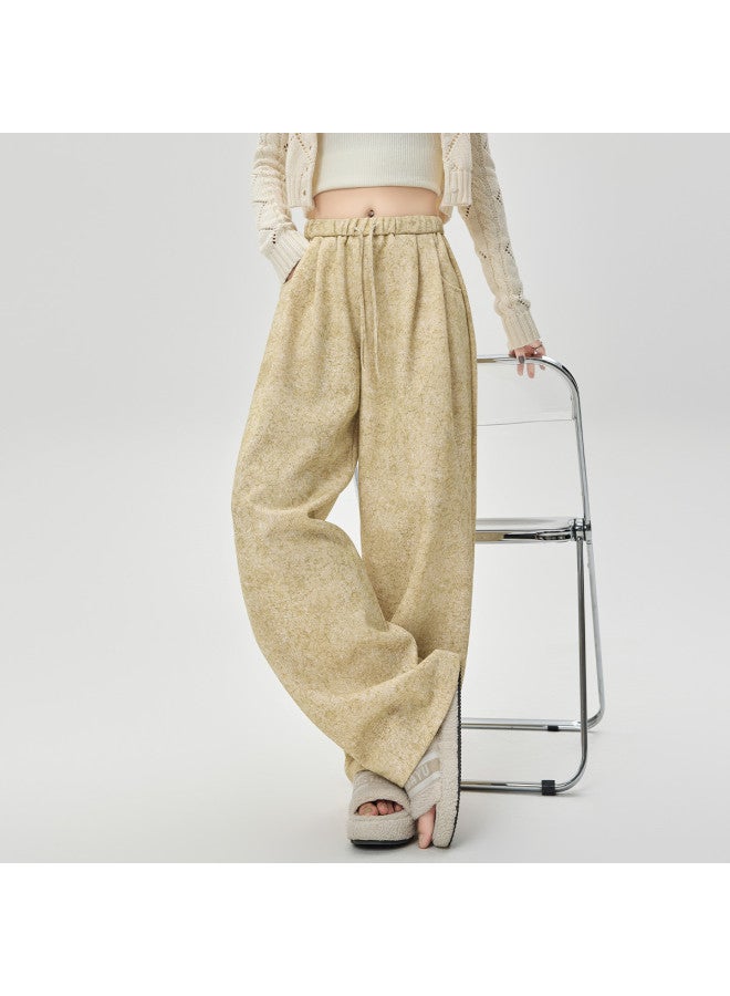 Hstyle Lazy Style Yamamoto Pants Women's Spring/autumn 2025 Drop-crotch Slimming Versatile Dirty Dye Casual Wide-leg Pants - Image 5